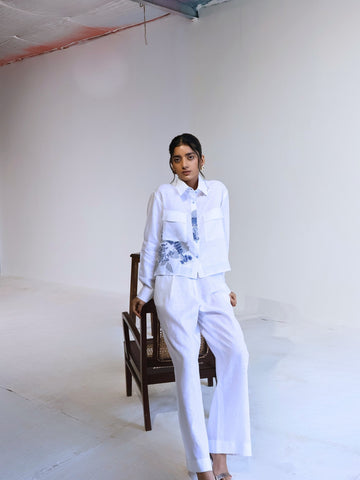 BLOCK PRINT CROPPED SHIRT