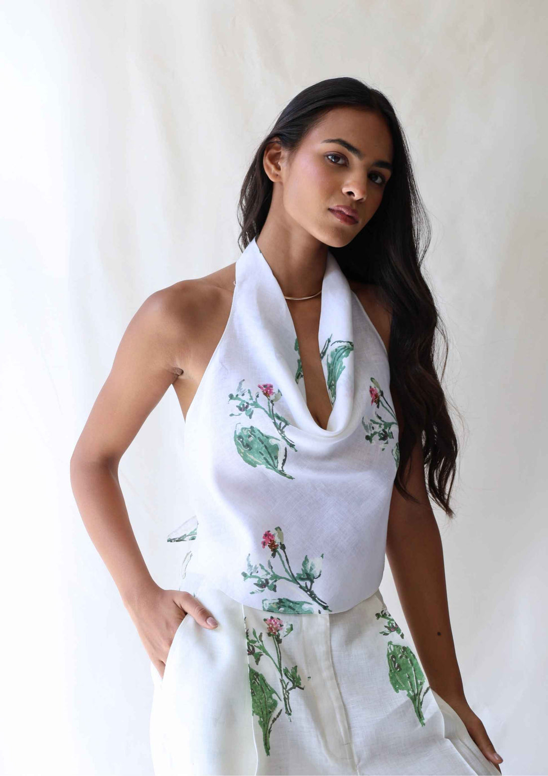 KUNDAN- BLOCK HALTER TOP