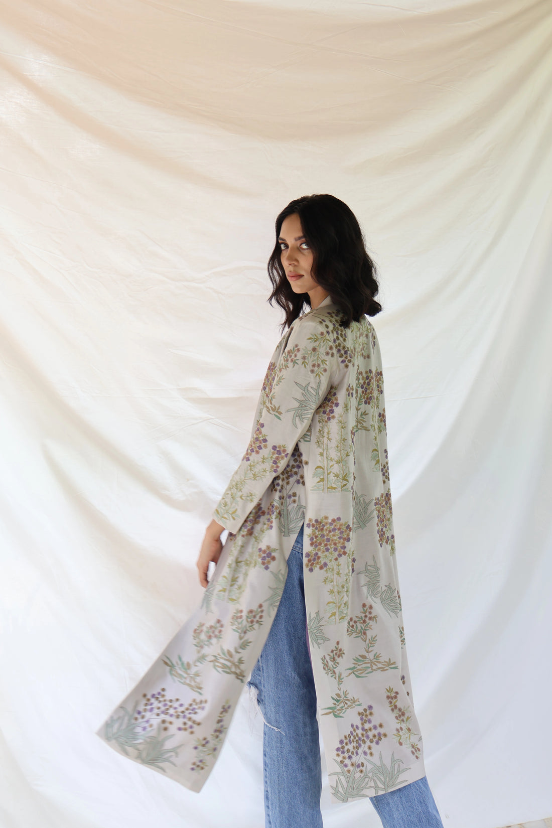 FLORAL CHANDERI JACKET