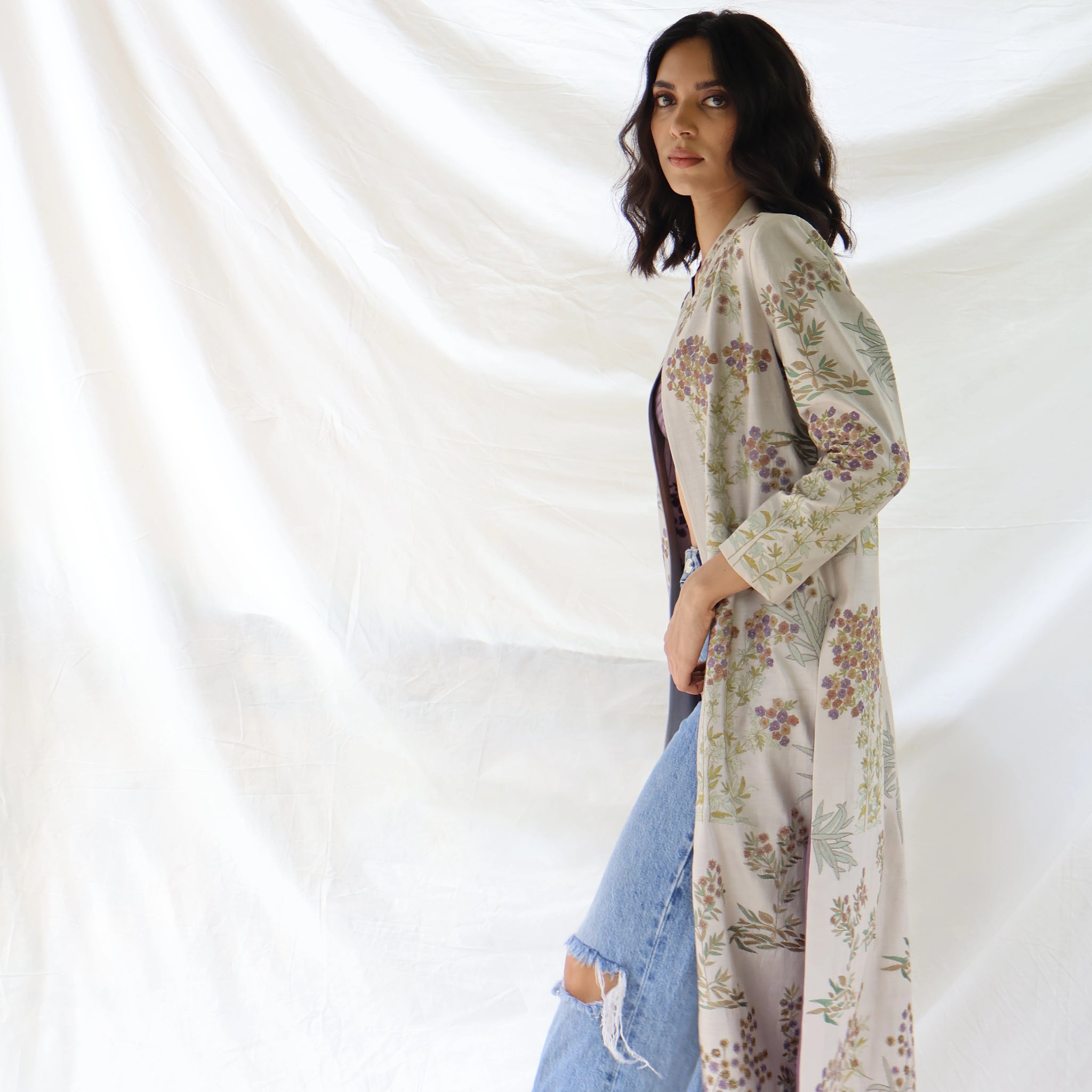 FLORAL CHANDERI JACKET