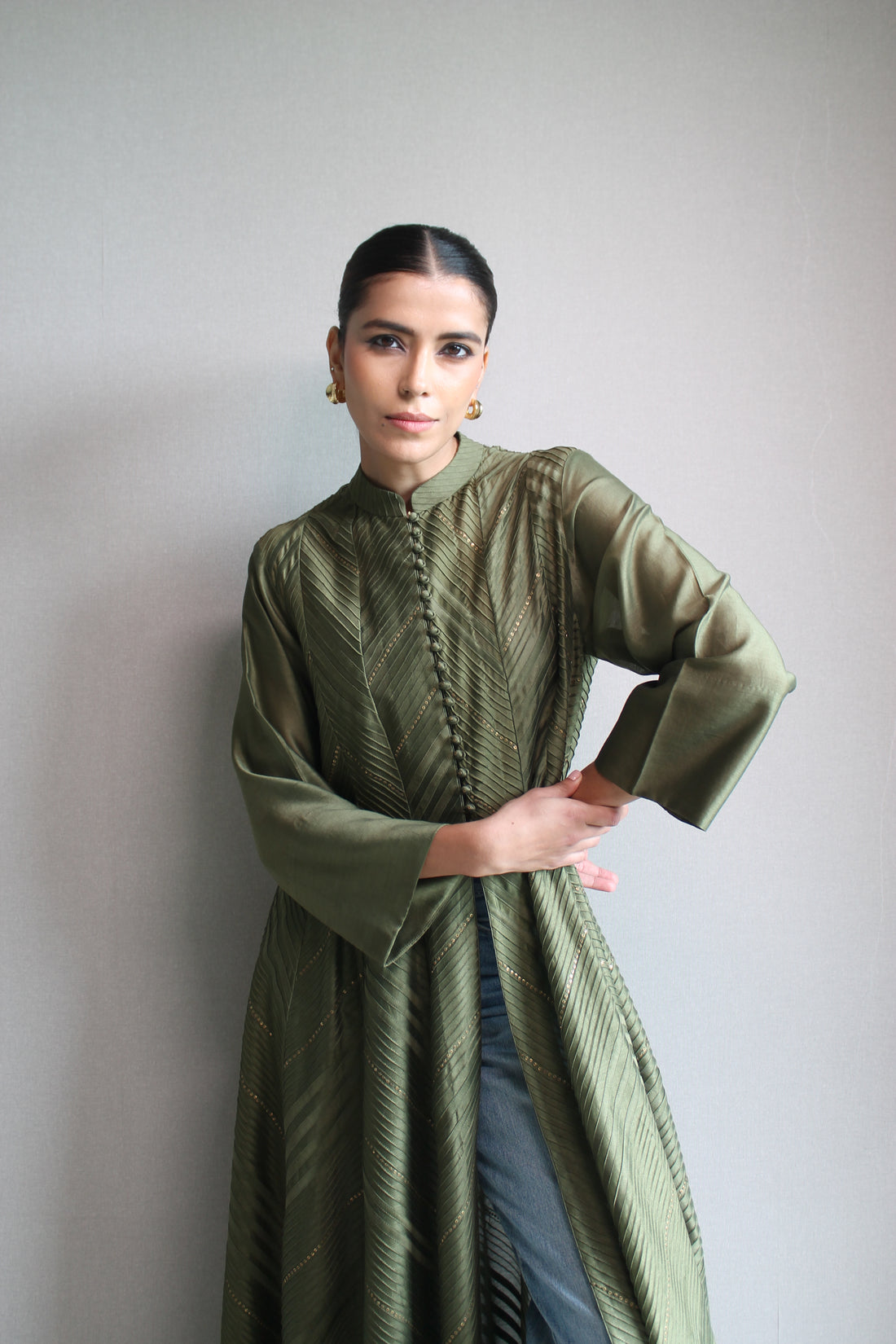 CHANDERI BUTTONED PINTAK KURTA