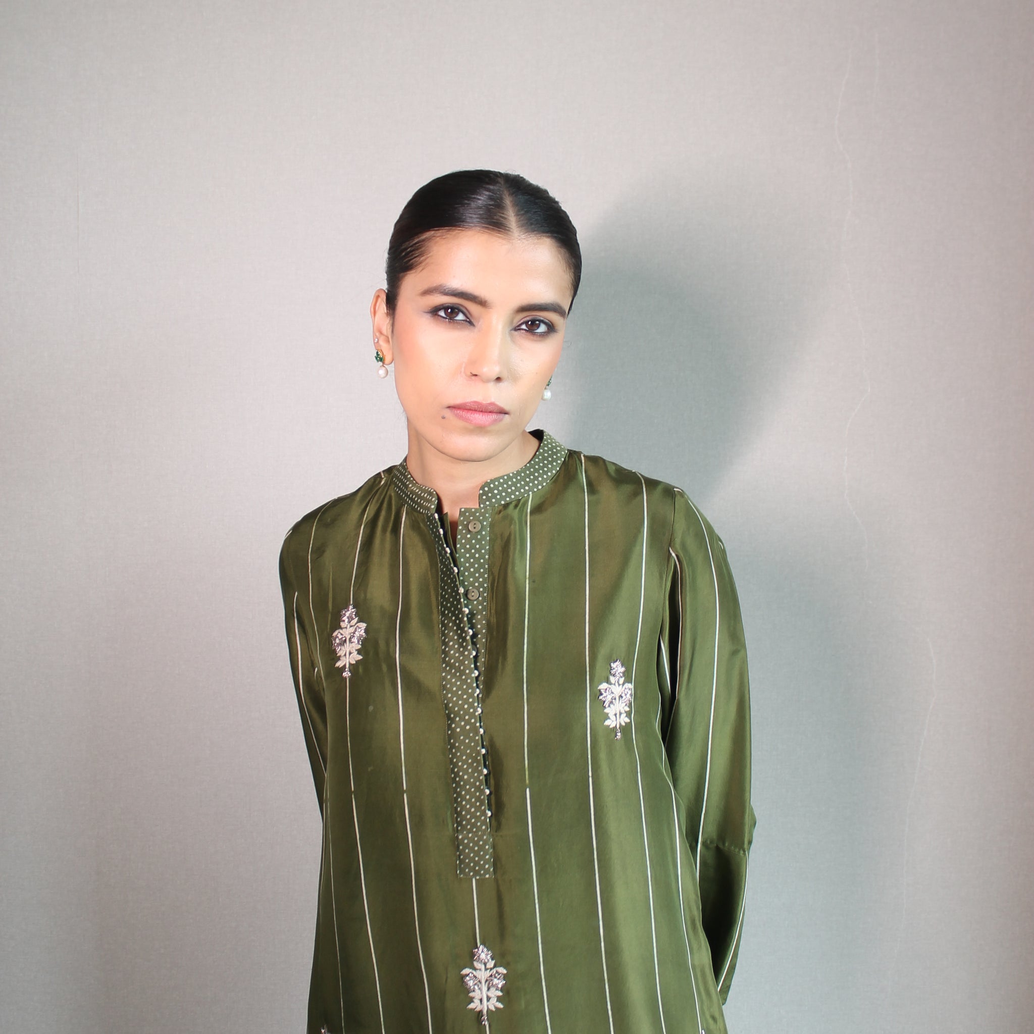 SILK STRIPE BLOCK KURTA SET