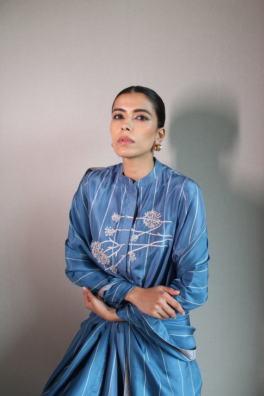 SILK FLORAL BLOCK KURTA SET