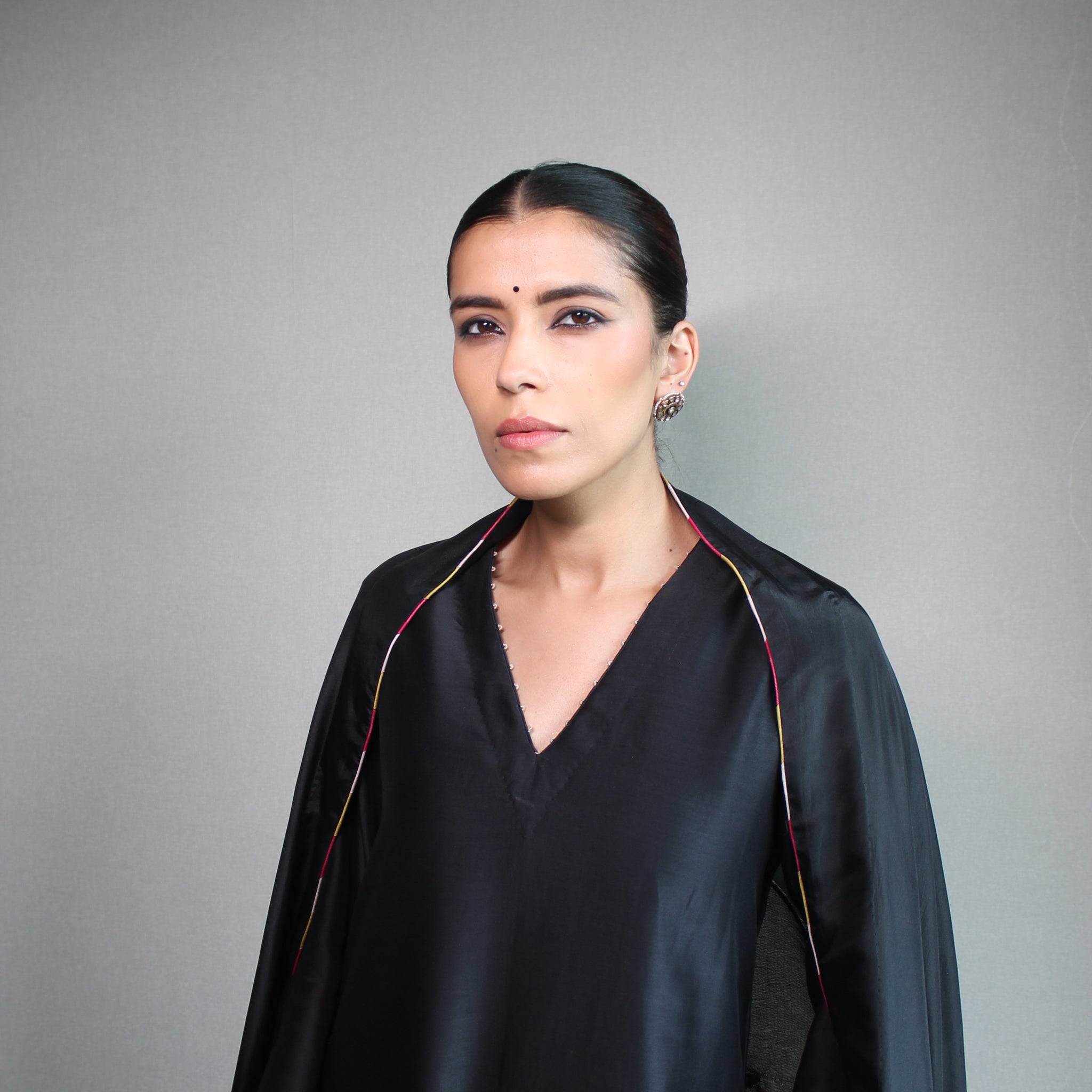 BLACK HAND EMBROIDERED MOON KURTA